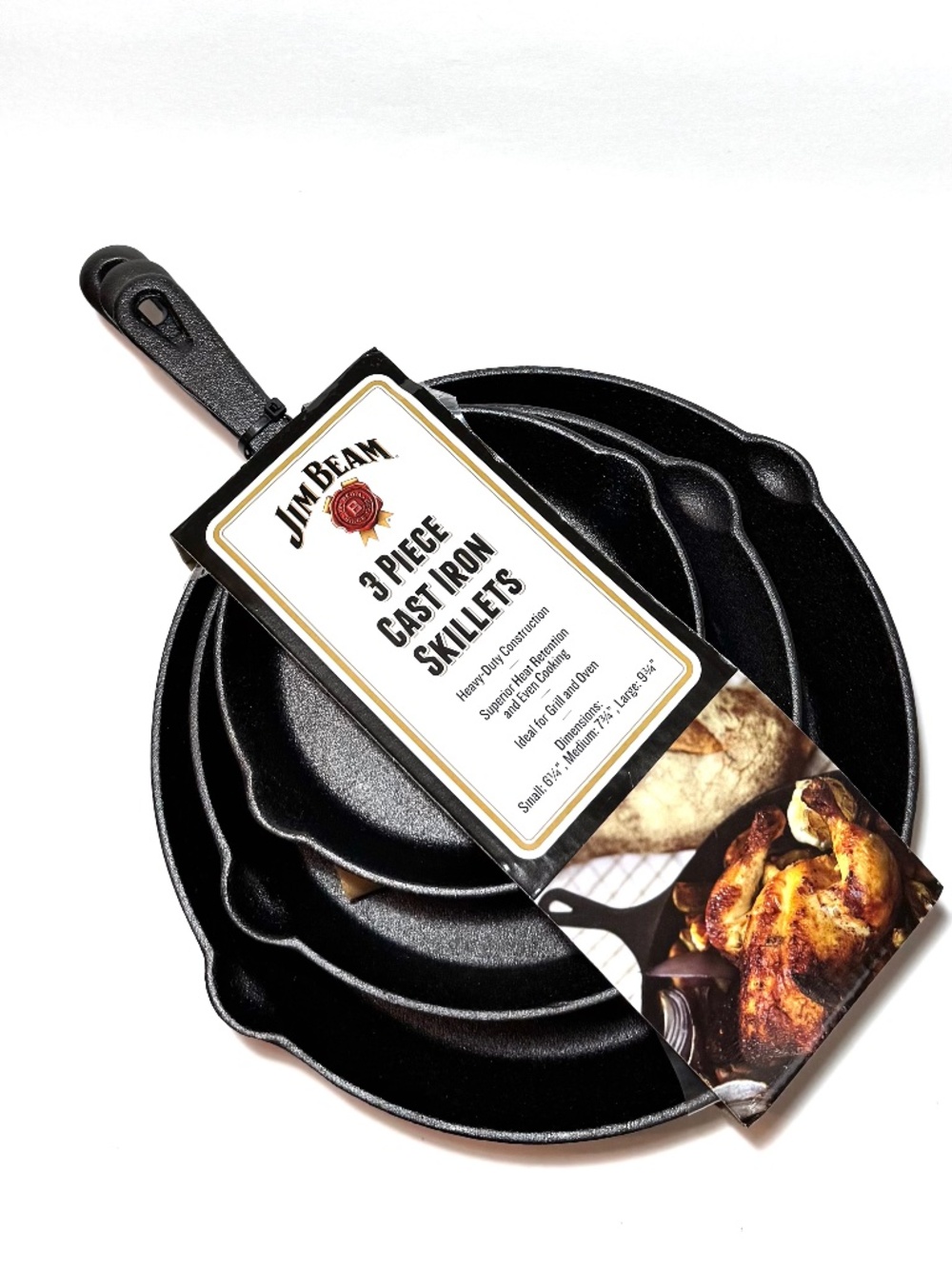 Jim Beam 3-Piece CAST IRON SKILLET SKILLETS